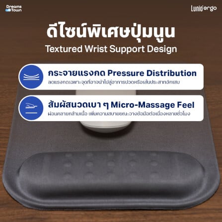 แผ่นรองเมาส์ LUNIO ERGO CYREST MOUSE PAD DARK GRAY สีเทาเข้ม_3